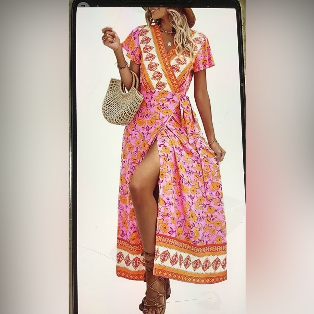 Floral Pink Wrap Dress